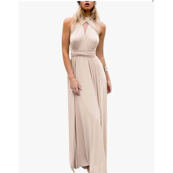 NEW Transformer Evening Long Dress Multi Wrap Convertible Halter Maxi M - Picture 1 of 6